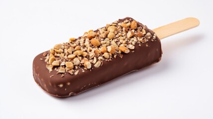 Chocolate peanut ice cream bar on white background (2)
