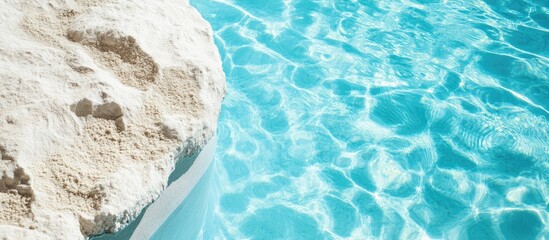 Diatomaceous earth filter with clear pool water inviting branding and text space for advertising or promotional use