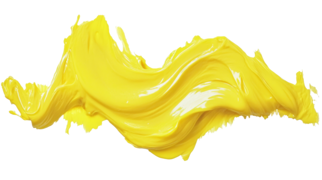 Bright yellow liquid wave flowing smoothly on a transparent background