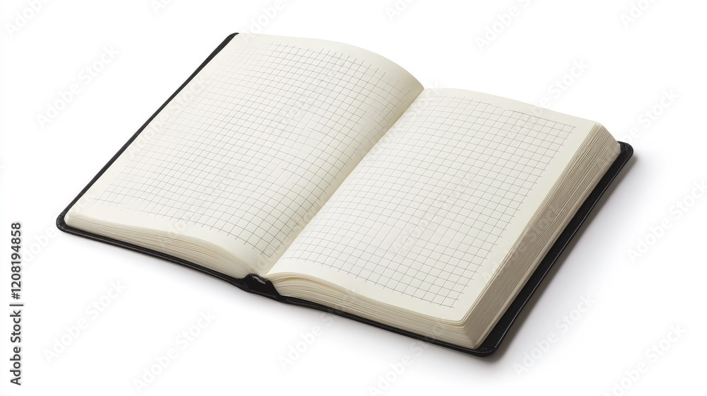 Aufkleber open grid notebook with blank pages ready for notes sketches or ideas on a clean white background fo