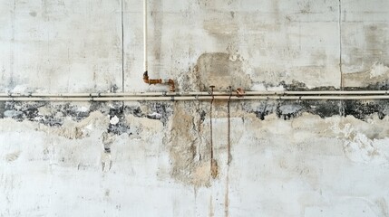 Worn concrete wall with exposed electrical wiring and textures showcasing industrial decay and age in an indoor setting