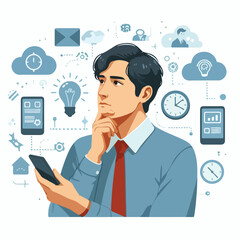 a boy is thinking vector