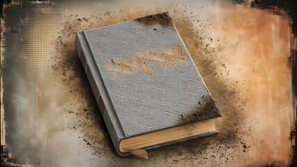 Abstract frame of grey book cover. Canvas texture. dirt overlay or screen effect use for grunge background and vintage style.