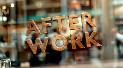 Text "AFTER WORK" with blurred abstract background.