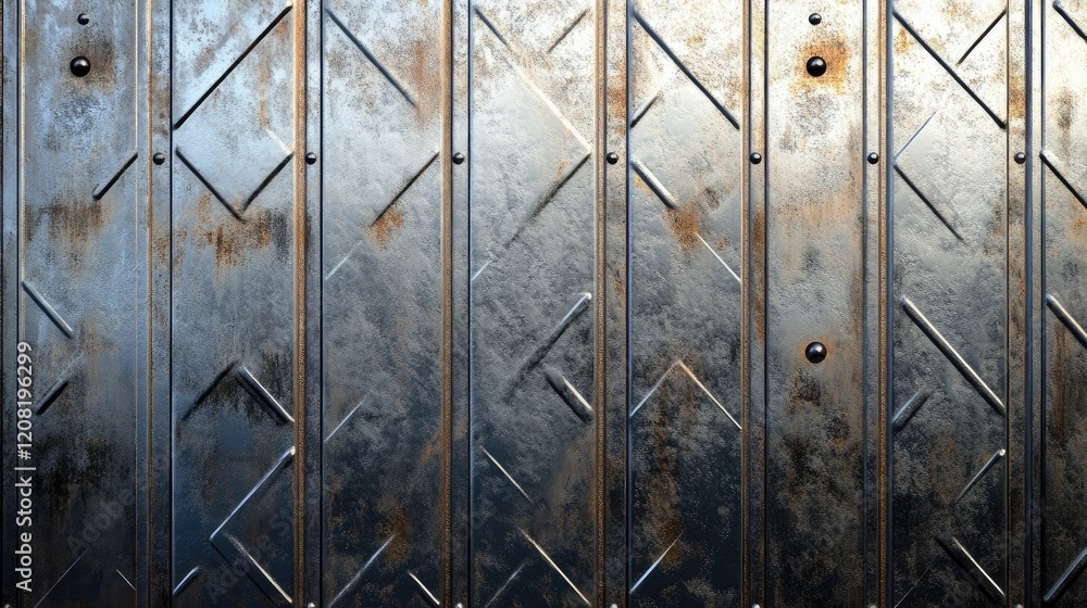 Poster rustic steel texture background with diamond pattern and weathered finish ideal for industrial and a