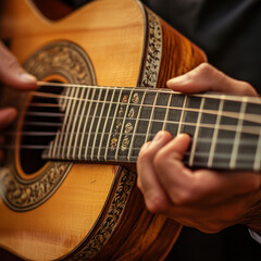 Fototapeta premium Hand playing classical guitar.