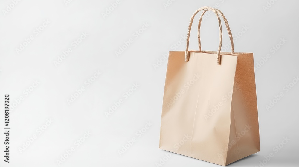 Poster brown paper bag on white background with empty space for branding or design mockup template front vi