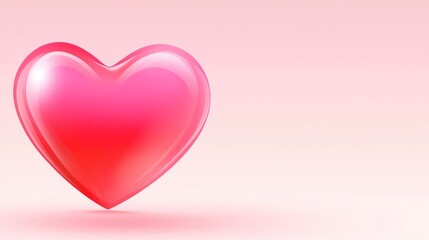 A shiny, pink heart shape against a soft gradient background, symbolizing love and affection.