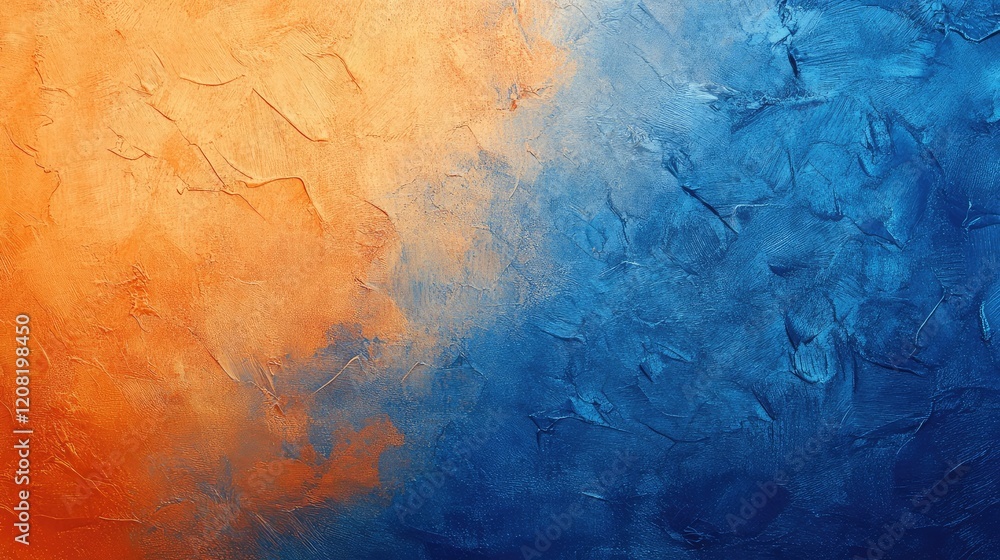 Poster textured orange and cobalt blue gradient background with dynamic swirls and depth for modern graphic