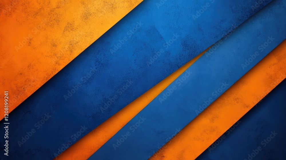 Poster textured orange and cobalt blue diagonal gradient background with layered strips for modern design p