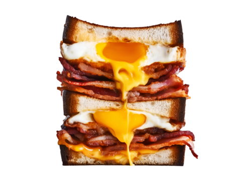 Sandwich with cheese isolated on transparent or white background, PNG 