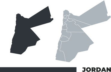 Jordan flat and border outline vector maps