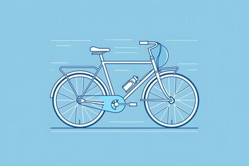 A clean linear icon of a bicycle, drawn with simple lines and minimalistic design in light blue, captured in