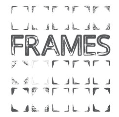 Rectangle Textured Gray Corner Frames Vector Set Background 