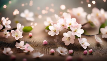 Fototapeta na wymiar Wiosenne tło kwiaty kwitnącej wiśni