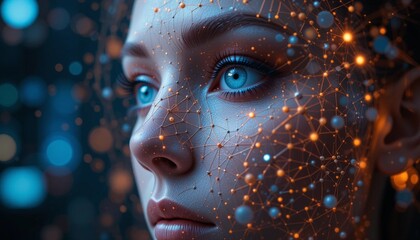 Illustration of a digital brain with glowing icons representing artificial intelligence and neural networks, symbolizing the integration of technology	