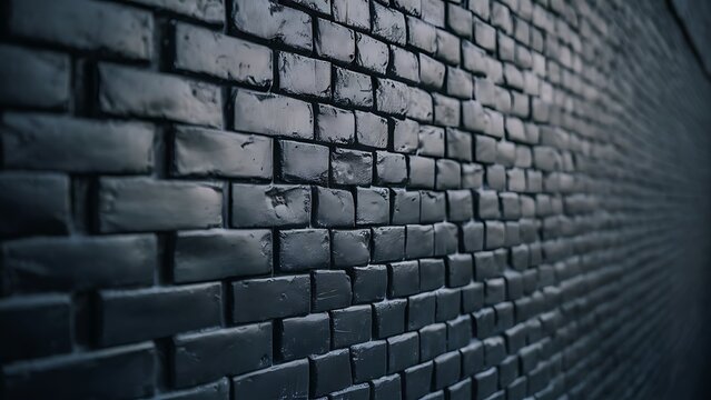 Close-up view of black brick wall textured background