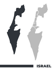 Israel flat and border outline vector maps