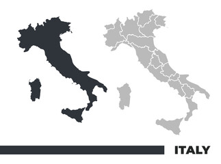 Italy flat and border outline vector maps
