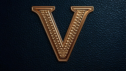 Golden Letter V 3D Illustration