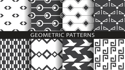 A set of seamless geometric patterns.Vector illustration
