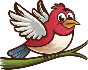 A vector  art cartoon painting image of a bird with white background