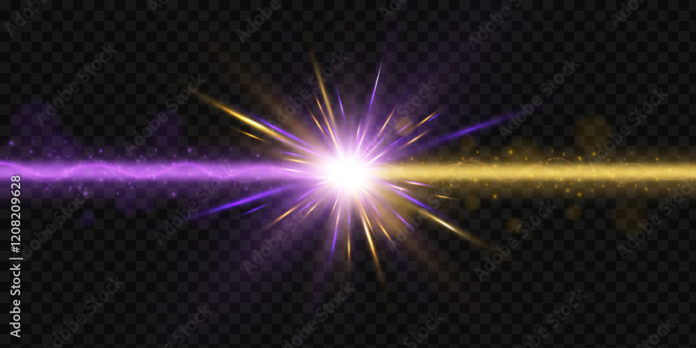 Poster bright glowing light effect bright glare. effect of glowing light rays distortion light lens. beauti