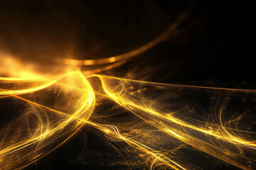 Luxury Gold Waves on Black Background with Sleek Metallic Highlights and Radiant Fluid Motion for Modern Abstract Elegance