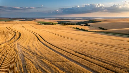 Fototapeta premium landscape with golden wheat field