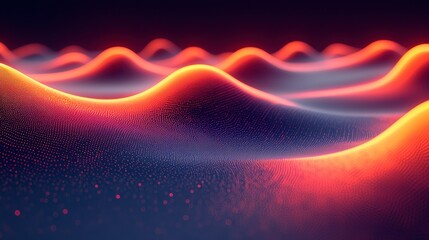 Abstract glowing orange waves, particle texture background.