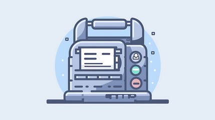 Obraz premium Clean linear icon of a cash register with receipt, minimalistic in steel grey.