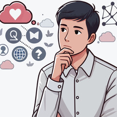 a boy is thinking vector