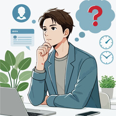 a boy is thinking vector