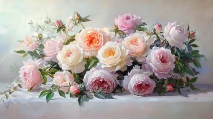 Elegant Arrangement of Roses and Peonies in a Refined Bouquet