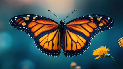 Fototapeta premium Majestic Monarch Butterfly in Flight
