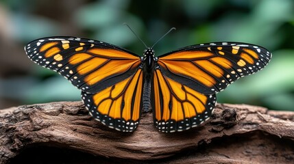 Obraz premium Magnificent Monarch Butterfly on Rustic Wood