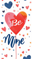 Postcard background or poster with text  and heart  for congratulations on Valentine's Day or for a declaration of love. illustration. raster