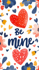 Postcard background or poster with  strawberry and flower  text for congratulations on Valentine's Day or for a declaration of love. illustration. raster