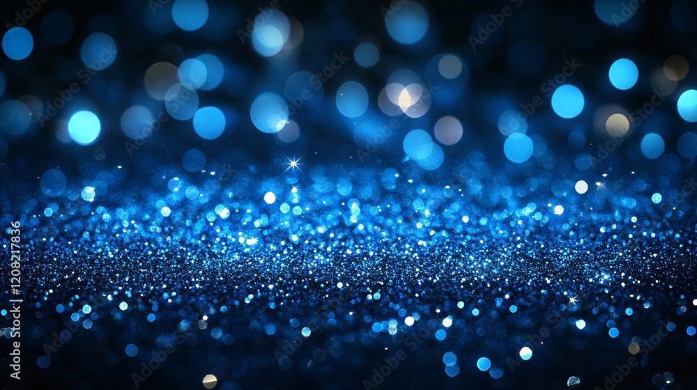 Poster a captivating blue bokeh background filled with shimmering glitter, creating an enchanting and magic