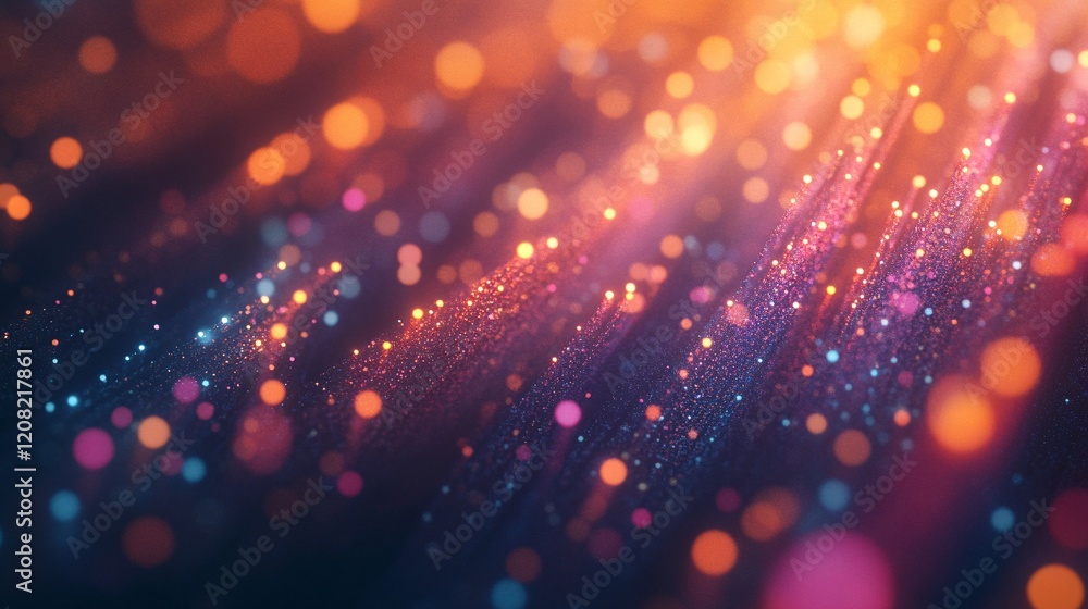 Poster abstract background featuring vibrant bokeh lights in warm hues, creating a sense of depth and movem