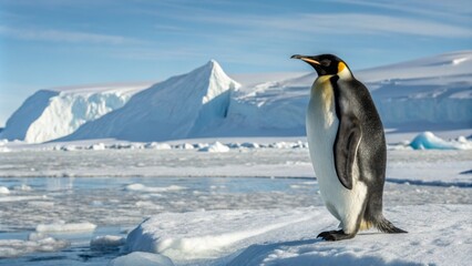 Fototapeta premium Emperor Penguin on Iceberg Antarctic Landscape Photography, wildlife, antarctica Emperor Penguin, Antarctica, wildlife photography
