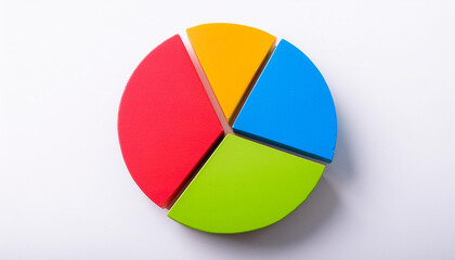 Colorful 3D pie chart on white background. For visual data representation and infographic use