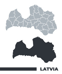 Obraz premium Latvia flat and border outline vector maps