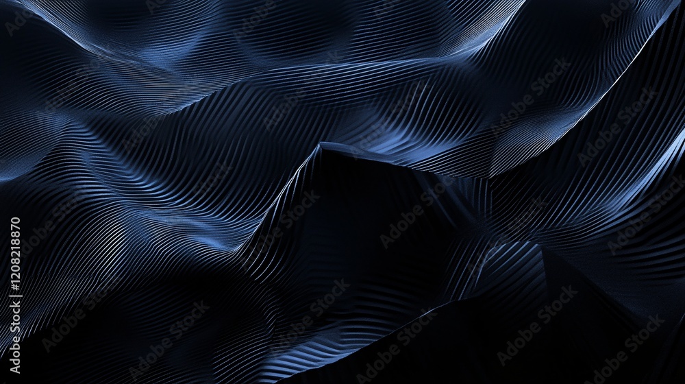 Poster abstract dark blue wave patterns create a sense of depth and movement.