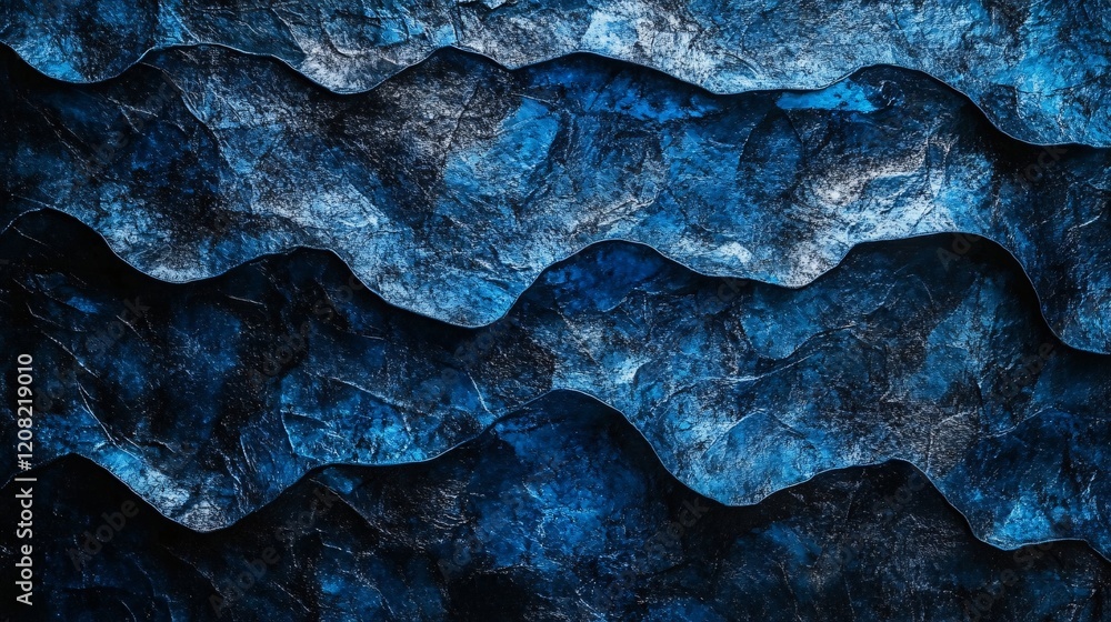 Poster abstract blue textured surface resembling ocean waves, creating a calming and serene atmosphere.