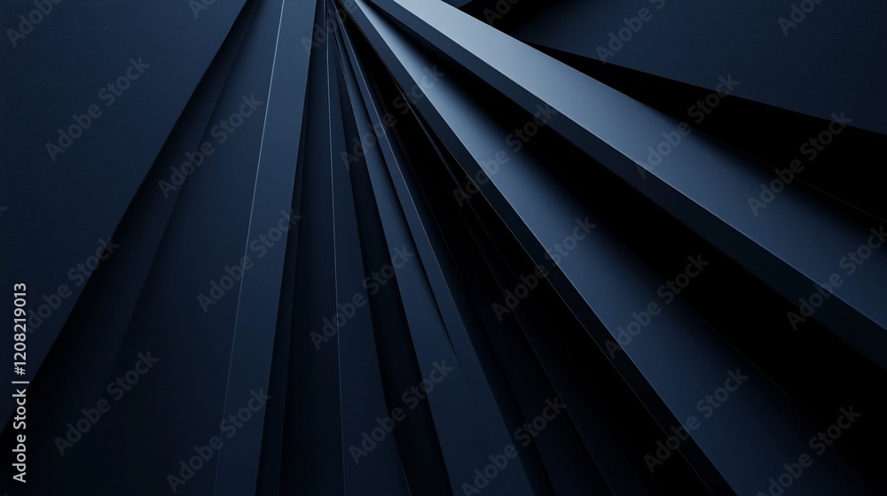 Poster abstract dark blue geometric composition with sharp angles and layered textures.