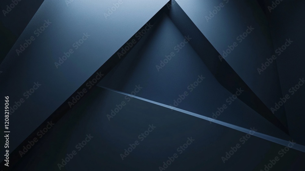 Poster abstract geometric shapes in shades of blue creating a modern and sleek atmosphere.