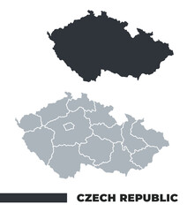 Czech Republic flat and border outline vector maps