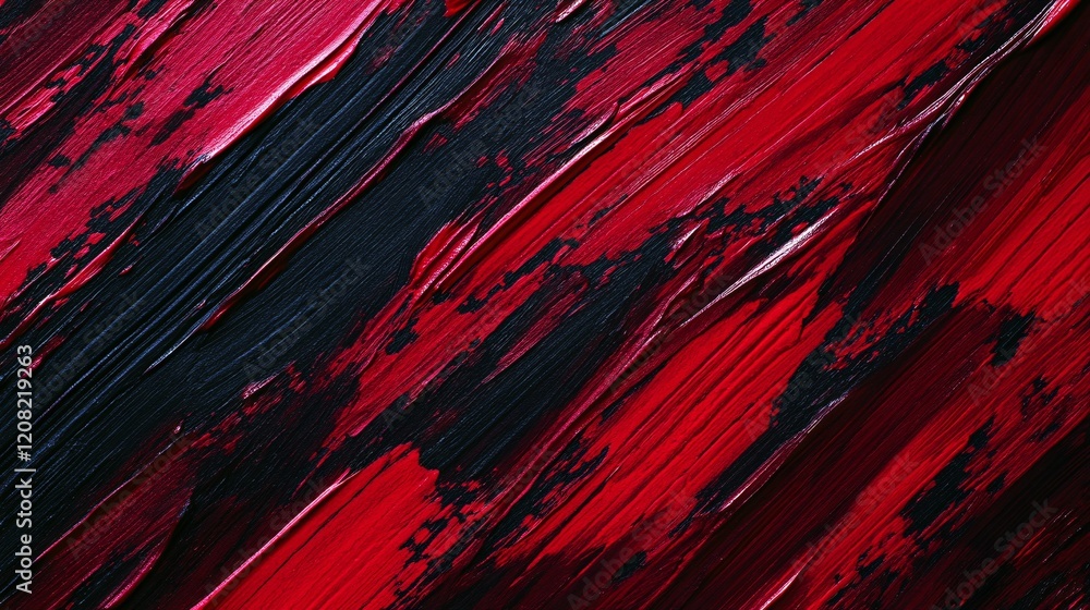 Poster vibrant red and deep black abstract texture showcasing dynamic brush strokes.