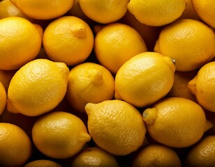 Pile of yellow lemon fruits as background. 
